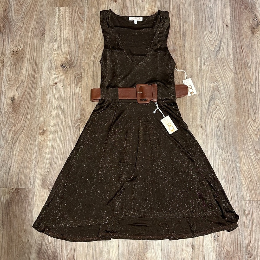LaRok Vintage Y2K Glitter Belted Dress